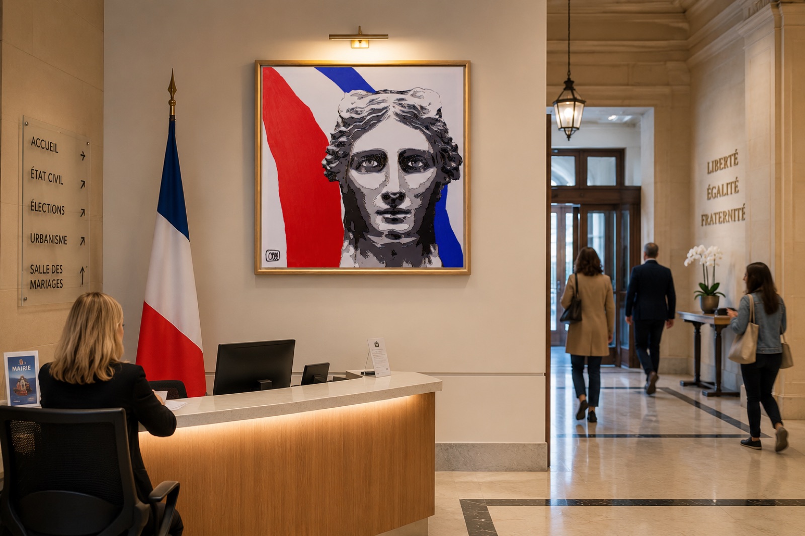 La Marianne dans le hall d'accueil d'une mairie