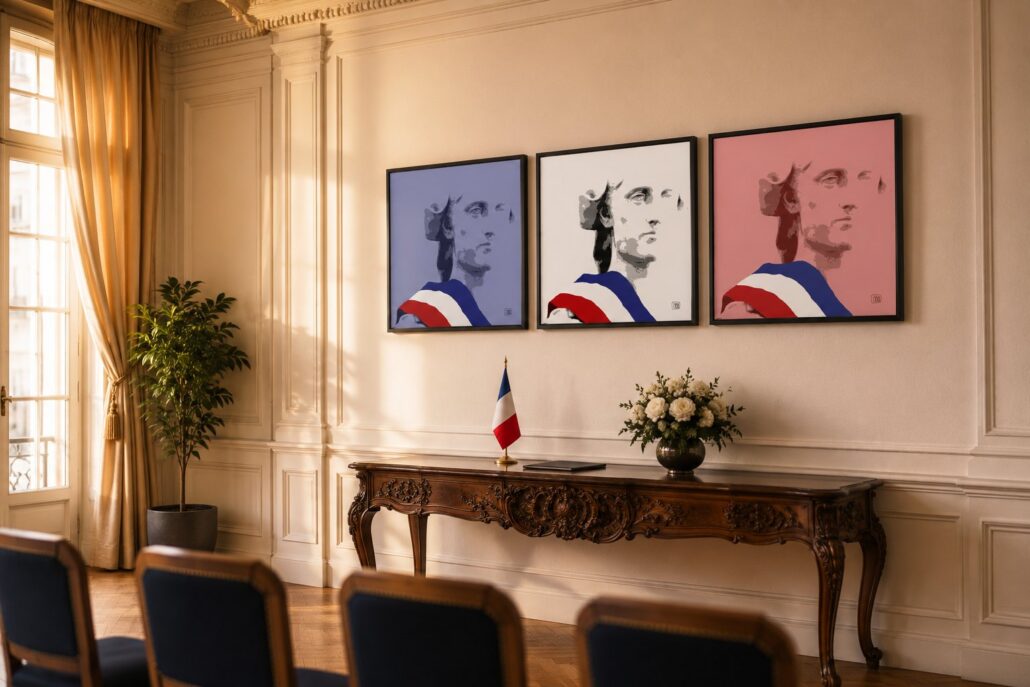Triptyque Marianne en salle des mariages